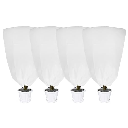 LYDTICK 4 Pack Plant Covers Freeze Protection for Winter, 47.2'×31.5' Frost Cloths for Outdoor Plants Cold Weather Blankets with Drawstrings