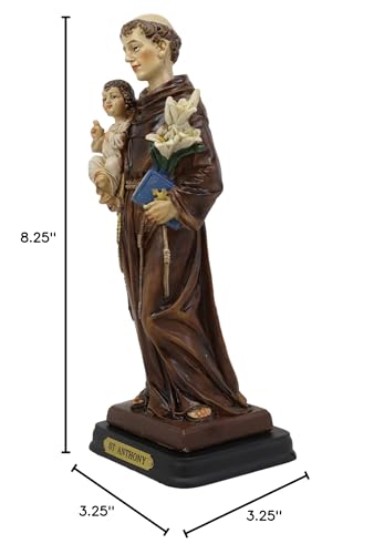 Ebros Gift Catholic Church Saint Anthony of Padua Carrying Baby Jesus and Lily Flowers Statue 8.25" Tall Patron for Lost Items Decorative Altar Figurine Religious Inspirational Home and Office Decor - Thumbnail 6