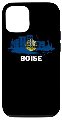 Carcasa para iPhone 15 Pro Bandera del estado de Idaho - paisaje urbano de Boise - horizonte de Boise