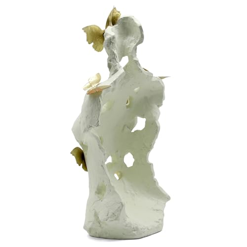 Lukitas Abstract Female Bust with Butterflies Statue and Sculpture, Body Figurine Art Decor, Beauty of Defects, Aesthetic Ornament for Office Living Room Bedroom, Beige, Resin 16" - Image 6
