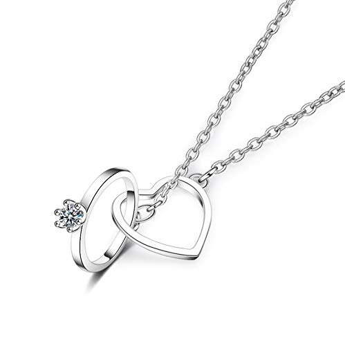 Collier cœur argent 925 et double cercle ZYFSHA, le symbole d'un amour éternel et partagé