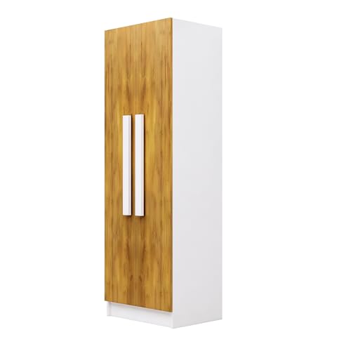 Image of Bniture Wooden Almirah for Clothes, Door for Bedroom, 2 Door Wardrobe with 4 Shelves Huge Storage Space (46D x 60W x 182H CM) | 3 Year Warranty (Frosty White & Giant Wood)
