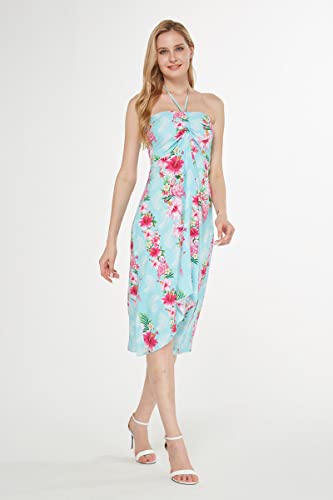 Image of Hawaii Hangover Family Matching Clothes, Pink Hibiscus Vine Turquoise | Family matching Hawaiian outfits, Pink Hibiscus Vine Turquoise, lightweight rayon, machine washable, tropical floral print