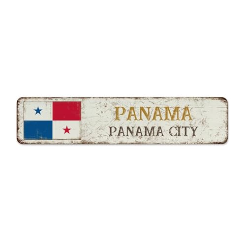 Plaque en métal personnalisée Panama-Panama City Décoration d'intérieur Plaque en métal pour salle à manger, restaurants, maison, pays national, souvenir, affiche d'art routière, cadeau pour terrasse,