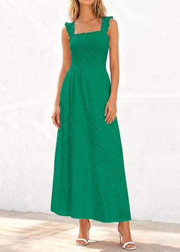 Image of KIRUNDO Summer Lace Dress for Women Eyelet Maxi Sundress