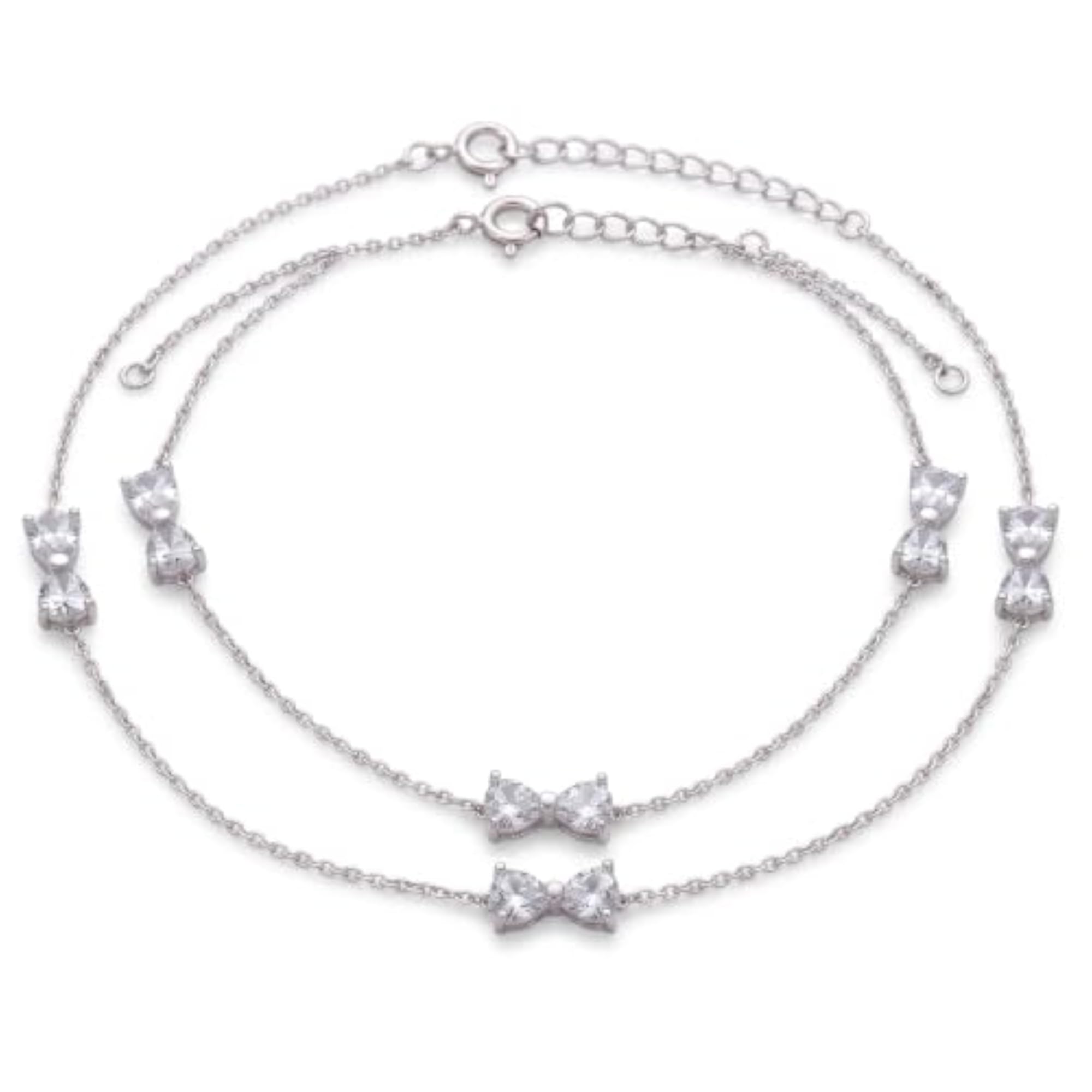 Women's Majestic Butterfly & Clover Charm 925 Silver Anklet