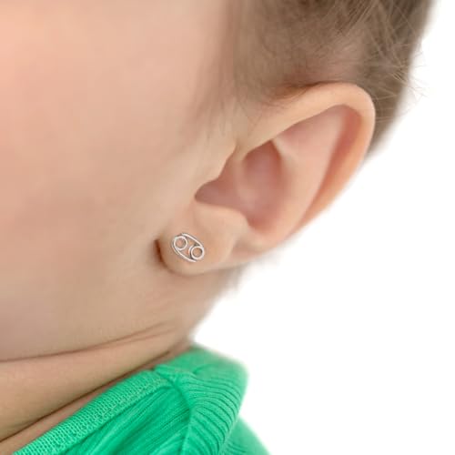 925 Sterling Silver Polished Zodiac Sign Safety Screw Back Earrings For Toddlers Little Girls and Preteens - Fun Horoscope Shaped Earrings For Young Girls - Children's Zodiac Jewelry3