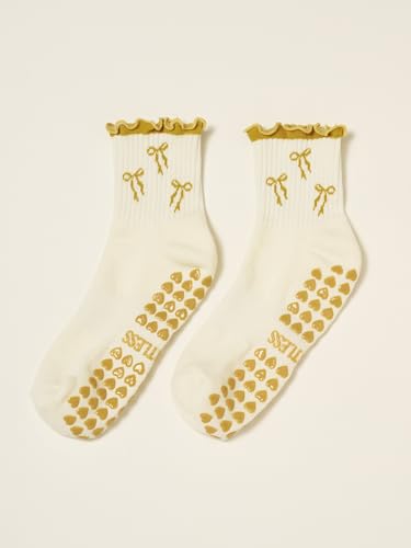 Image of Shapes Studio Half Calf Grip Socks, Cute Fruit Pilates Socks, Ruffle Socks, Non-Slip for Barre Yoga