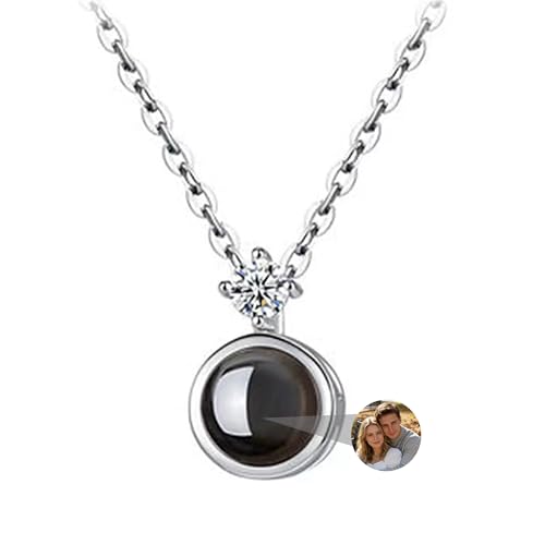 Zopmopae Fotoprojektions-Halskette Personalisierte Fotohalskette Klassische Projektions-Anhänger-Halskette mit Bild im Inneren Individuelle Geschenke für Frauen, Mädchen, Mutter, Ehefrau
