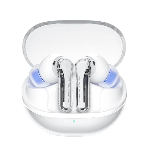 SoundPEATS Clear Auricolari Bluetooth 5.3 Cuffie Bluetooth,Driver 12mm con Bassi Potenti,40 Ore di Riproduzione,Cuffie Senza Fili con 4 Mic Riduzione del rumore delle chiamate, app
