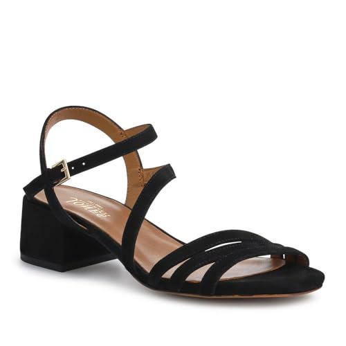 Jones Bootmaker Womens Ginette Wide-Fit Leather Sandals Black Size 6