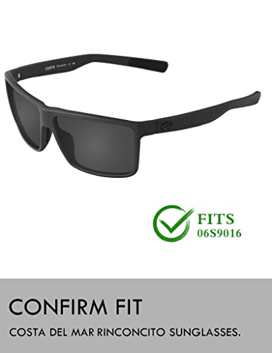 Image of Raydi Polycarbonate Replacement Lenses for Costa Del Mar Rinconcito 06S9016 Rectangular Sunglasses - Solid Black - Polarized