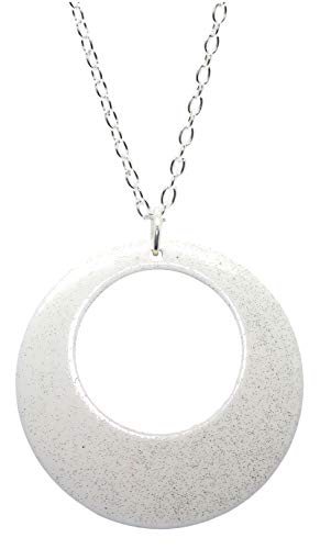 Image of Bluebubble DISCO FEVER 56mm Large Round Glitter Hoop Necklace in Gift Bag (White Shimmer)