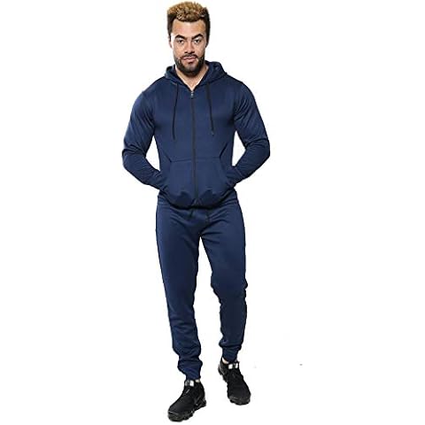 shelikes Men's Tracksuit Set Full Zip Hooded Joggers Gym Suit (Navy S) Cover