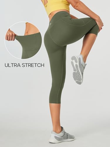 Image of Heathyoga Capri Leggings for Women High Waisted Capri Leggings with Pockets for Women Tummy Control Yoga Pants Women
