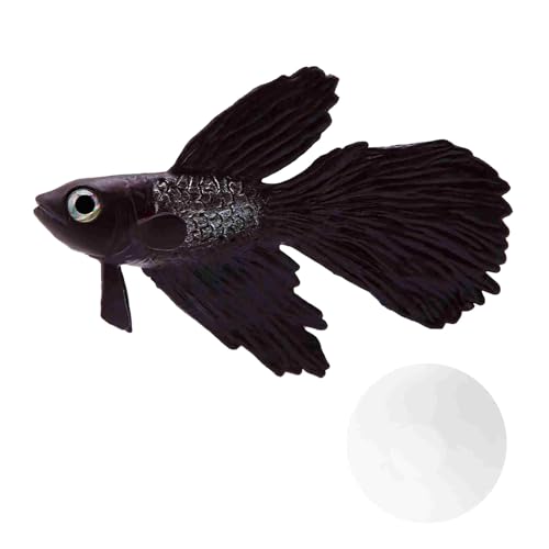 Kodrily Fake Fish for Aquarium Silicone Betta Fish Fake Artificial Fake Floating Fish Ornament Lifelike Floating Pretend Prank Fish for Fish Tank Decoration (Brown Betta)