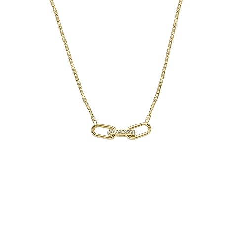 Image of Fossil Women's Gold-Tone Stainless Steel Pendant Chain Necklace for Women