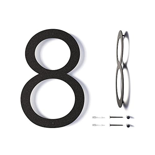 12 Inch Modern Floating House Numbers | Large Metal House Numbers for Outdoors | Black Coated Rust-Proof Home Address Numbers