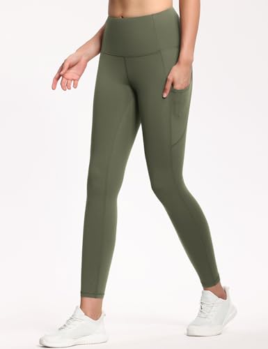 Image of THE GYM PEOPLE Women's Thick High Waist Yoga Pants Workout Leggings | Tummy Control, Deep Side Pockets, Squat-proof, hidden waistband pocket, Flatlock Seams, Running, Yoga, Workout, Athletic