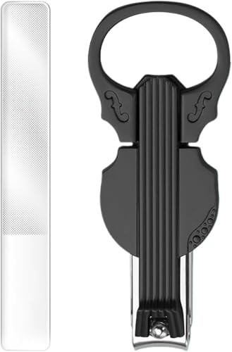 Coupe-ongles violon en acier inoxydable, lime en verre pour manucure de voyage