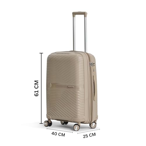 Image of 2 Pc Set 50 cms & 61 cms- Small (Cabin) & Medium Polypropylene 360 Degree 8 Wheels Trolley Bag for Travel Hard Case Luggage, Combination Lock with 3 Yrs Warranty (Coffee)