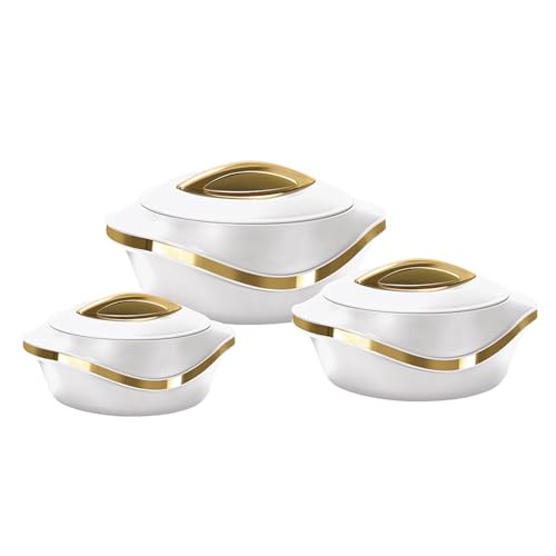 GRACE KITCHEN Cookware - 3-Piece Insulated Hot Pot Set – Stainless Steel Thermal Casserole Dishes with Lids & Side Handles – Keeps Food Warm for Extended Periods – 1L, 1.5L, 2.5L