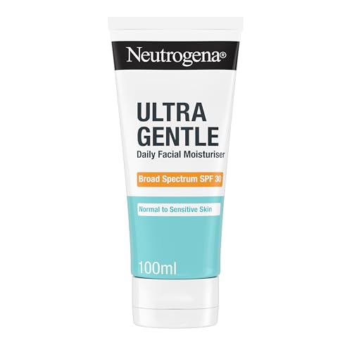 Neutrogena Ultra Gentle Crema Hidratante Facial de Uso Diario SPF 30 (100 ml), protector solar 30 de amplio espectro con CICA, protector solar facial ligero y no comedogénico, piel normal a sensible