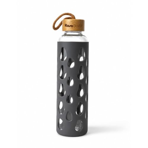 Image of Borosilicate Glass Water Bottle 500 ml | Leakproof Bamboo Lid & Silicone Sleeve | BPA Free Reusable Drinking Bottle for Office, Gym, Travel & Daily Use