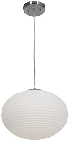 Callisto - 2-Light Pendant - Brushed Steel Finish - Opal Glass Shade