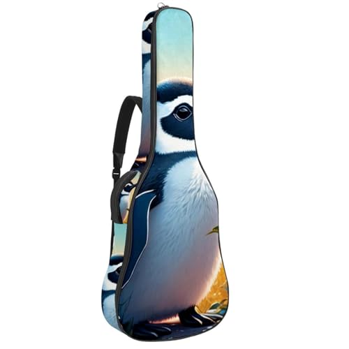 Sac pour guitare acoustique 42.9" imperméable motif pingouin et fleur