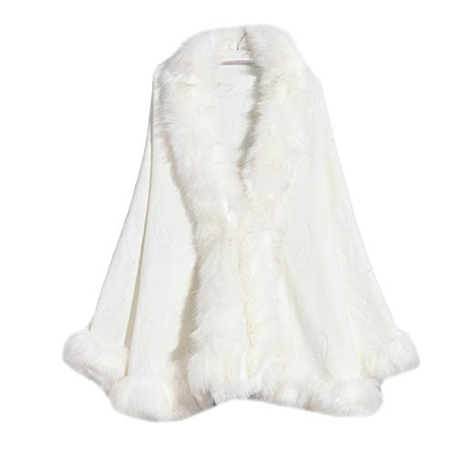 FOLOBE Women's Poncho Sweater Cape Knit Oversize Cloak Coat Shawl White