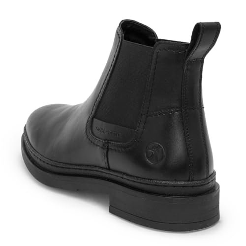 Image of Thomas Crick Men's Genuine Leather Mid-Top Chelsea Boots - Slip-On Ankle Boots with Pull Tab, Ortho Comfort in-Sock & Cleated Grip Outsole for Formal or Casual Wear