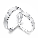 AMDXD 950 anillos de platino con diamante de 0,09 ct, 1 par de alianzas de boda, diseño mate, anillo de amistad, anillo de compromiso, oro real, Damen 58 & Herren 56, Platino, Diamante