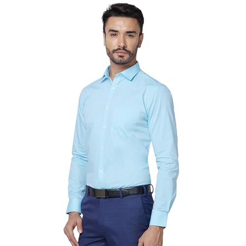 Image of Park Avenue Men Slim Fit Fil-A-Fil Pattern Pure Cotton Semi Cutaway Collar Full Sleeve Formal Shirt