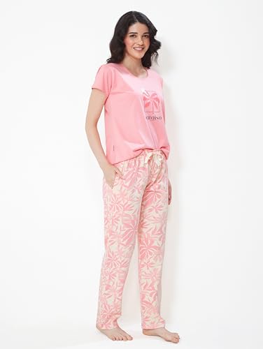Image of LOTIK Women's Cotton Floral Print Top-Payjama Half Sleeve Nightsuit Set