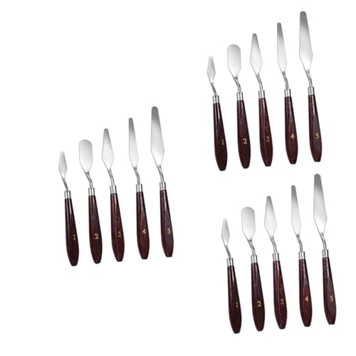 DIYEAH 15 Pezzi Spatole per Pittura in Acciaio con Manico in Legno da Tavolozza per Miscelare e Modellare Colori su Tela Accessori Artistici per Pittori e Studenti Colore