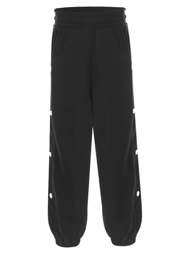 Kids Boys Breathable Harem Pants Side Split Button Sport Basketball Sweatpants Elastic Waistband Trousers