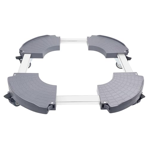 Fousenuk Pflanzenroller Einstellbare 40-58.5 cm, Rollbrett Pflanzen Tragkraft 250kg, Blumenroller Rund mit 360 ° Drehbare Rädern, Gefäßroller für Große Pflanzgefäße im Innen und Außenbereich(Grau)