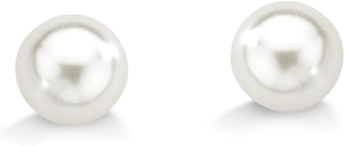 CRACCOEarring Round Small of Pearl in Gold Plated 18k (diameter 0.28in), Hypoallergenic Earring, Earring for Women