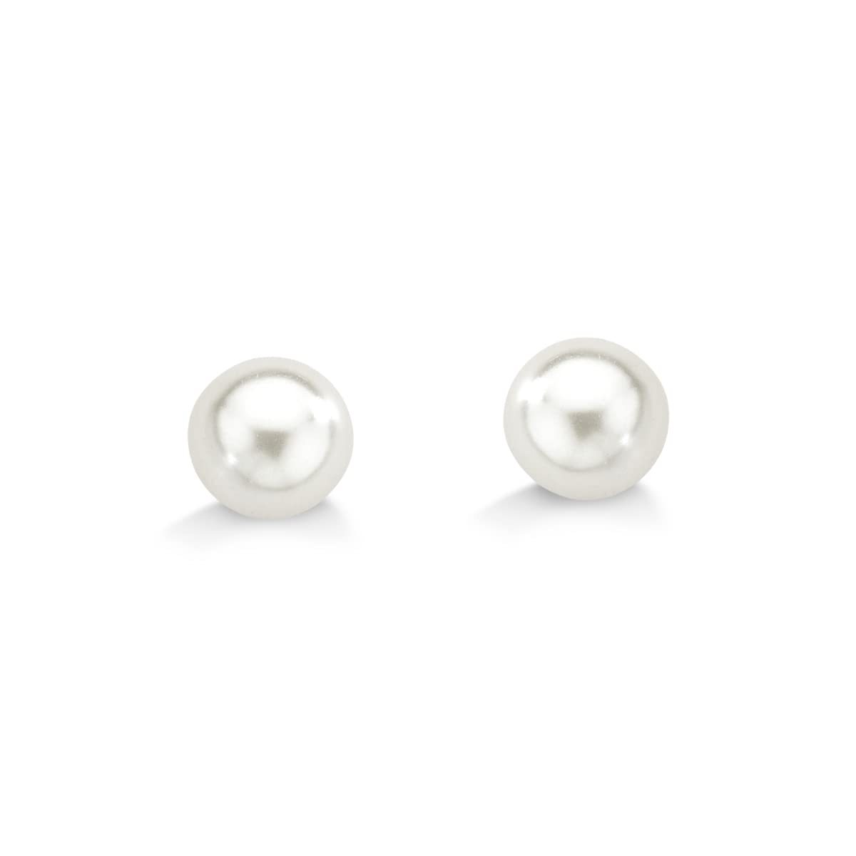 CRACCOEarring Round Small of Pearl in Gold Plated 18k (diameter 0.28in), Hypoallergenic Earring, Earring for Women