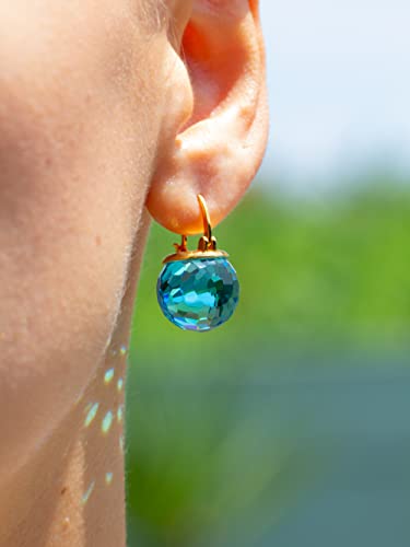 Image of Crystal Earrings for Women, Sparkly Austrian Crystal Disco Ball Earrings, 18K Gold Plated Post Drop Earrings with Colorful Spheres, Hypoallergenic & Lightweight, Ideal Gift for Her