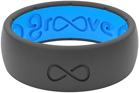 Solid Deep Stone / Blue Silicone Ring by Groove Life - Breathable Rubber Wedding Rings for Men, Lifetime Coverage, Unique Design, Comfort Fit Ring - Size 11