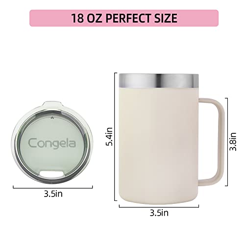 Congela 18Oz Stainless Steel Insulated Coffee Mug With Handle, Tea Cup With Tritan Lid And Cement Color Perfect For Winter Outdoor Camping Or Fishing (Cement, 18Oz) #TOP1