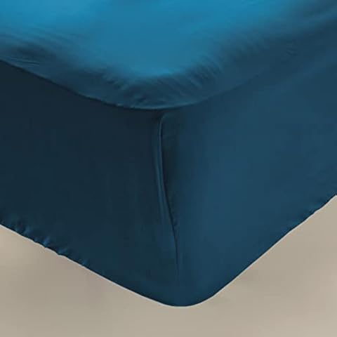 ZZ DON DESCANSO - Sabana Bajera Ajustable Algodón 100% Azul Marino 180 Hilos Cover