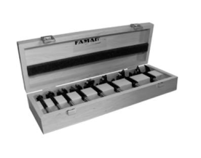 5-teiliger FAMAG Bormax WS-Forstnerbohrersatz D=16,18,20,22,25mm im Holzkasten