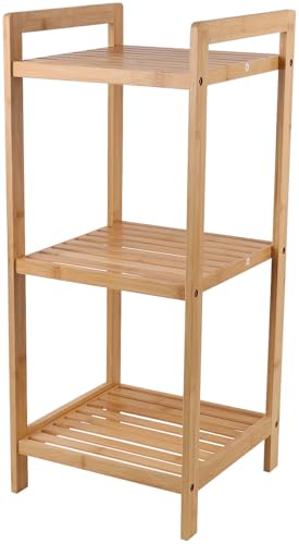 Rosenstein & Söhne Badregal: Bambus-Standregal mit 3 Ablagen, 30 x 30 x 70 cm, Bambus (Schuhregal, Regal für Küchenutensilien, Gewürz)