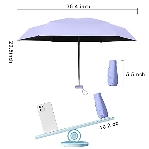 Image of Travel Sun Umbrella for Purse With Case,Small Compact UV Umbrella Protection Sun,Lightweight Portable Parasol Windproof for Women Men Kids (Purple)