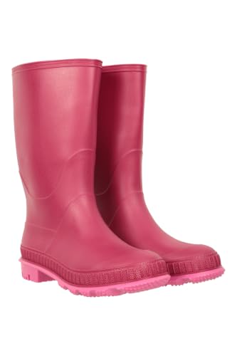 Mountain Warehouse Plain Kids Wellies - Waterproof Soft Jersey Lined Wellington Boots Gripped Sole Boys & Girls - Spring Summer Rain School Outdoors Berry Junior Shoe Size 3