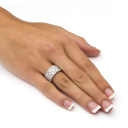 PalmBeach Platinum-plated Sterling Silver Baguette Cubic Zirconia Bridal Eternity Ring Sizes 6-103