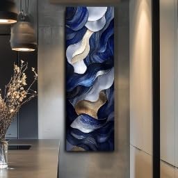 Vitrail en tableau long et étroit pour habiller un mur vide avec une toile haute et fine